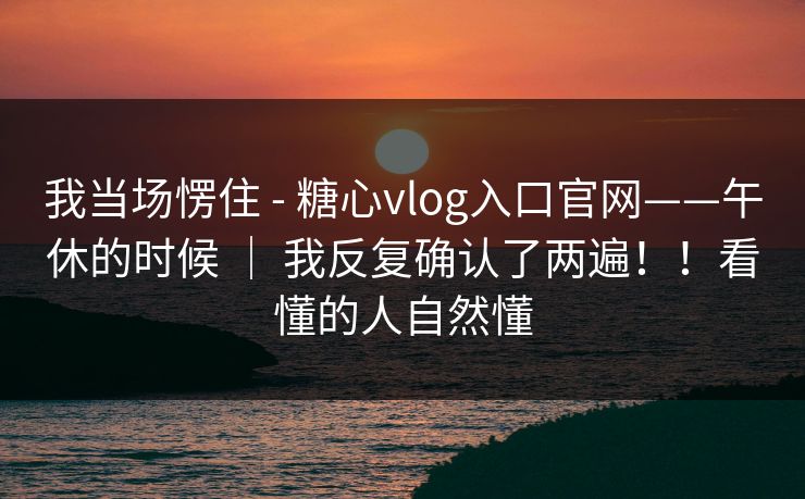 我当场愣住 - 糖心vlog入口官网——午休的时候 ｜ 我反复确认了两遍！！看懂的人自然懂  第1张