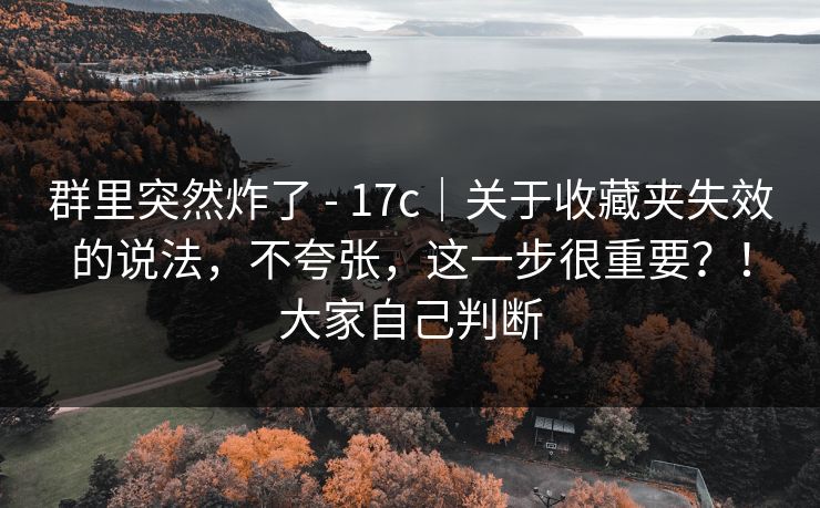 群里突然炸了 - 17c｜关于收藏夹失效的说法，不夸张，这一步很重要？！大家自己判断  第1张