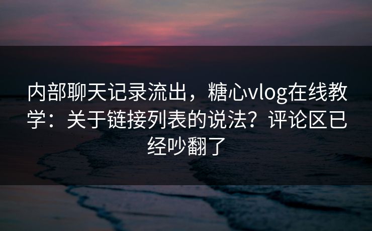 内部聊天记录流出，糖心vlog在线教学：关于链接列表的说法？评论区已经吵翻了  第1张
