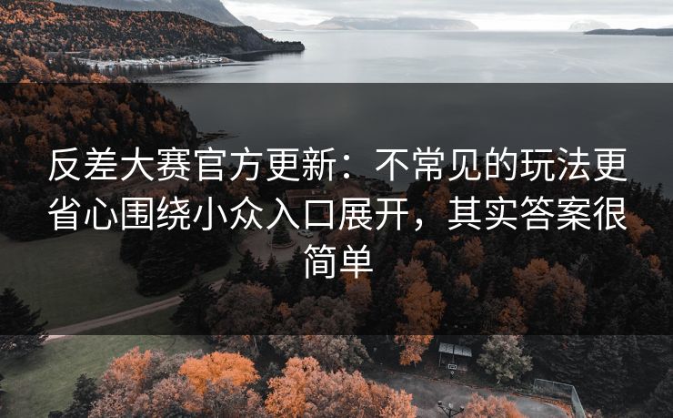 反差大赛官方更新：不常见的玩法更省心围绕小众入口展开，其实答案很简单  第1张